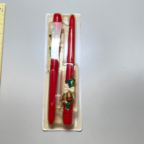 Vintage Christmas 8” Red Taper Candles With Decorative Bells & Holly Set Of 2 - Picture 11 of 11